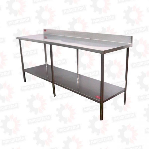 Mesa de trabajo con respaldar y repisa inferior grande