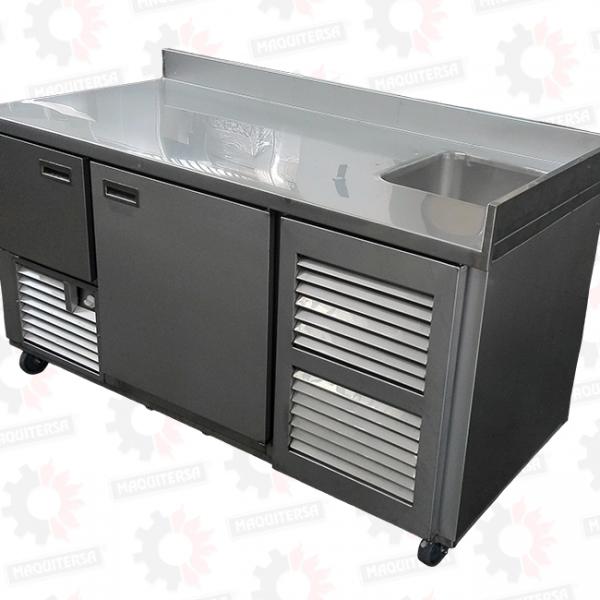 Mesa refrigerada con lavadero